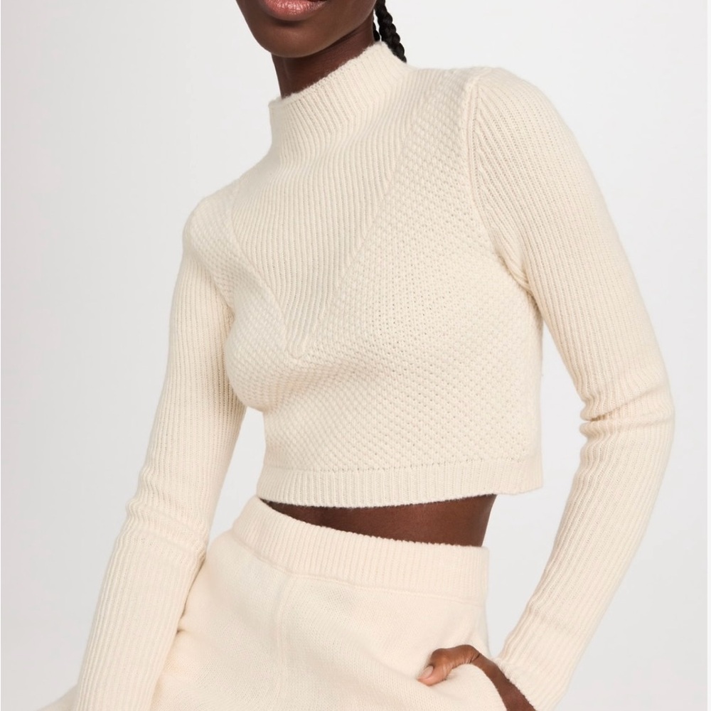 Victor Glemaud Crop Mock Neck Top, Color Pearl, Size M
